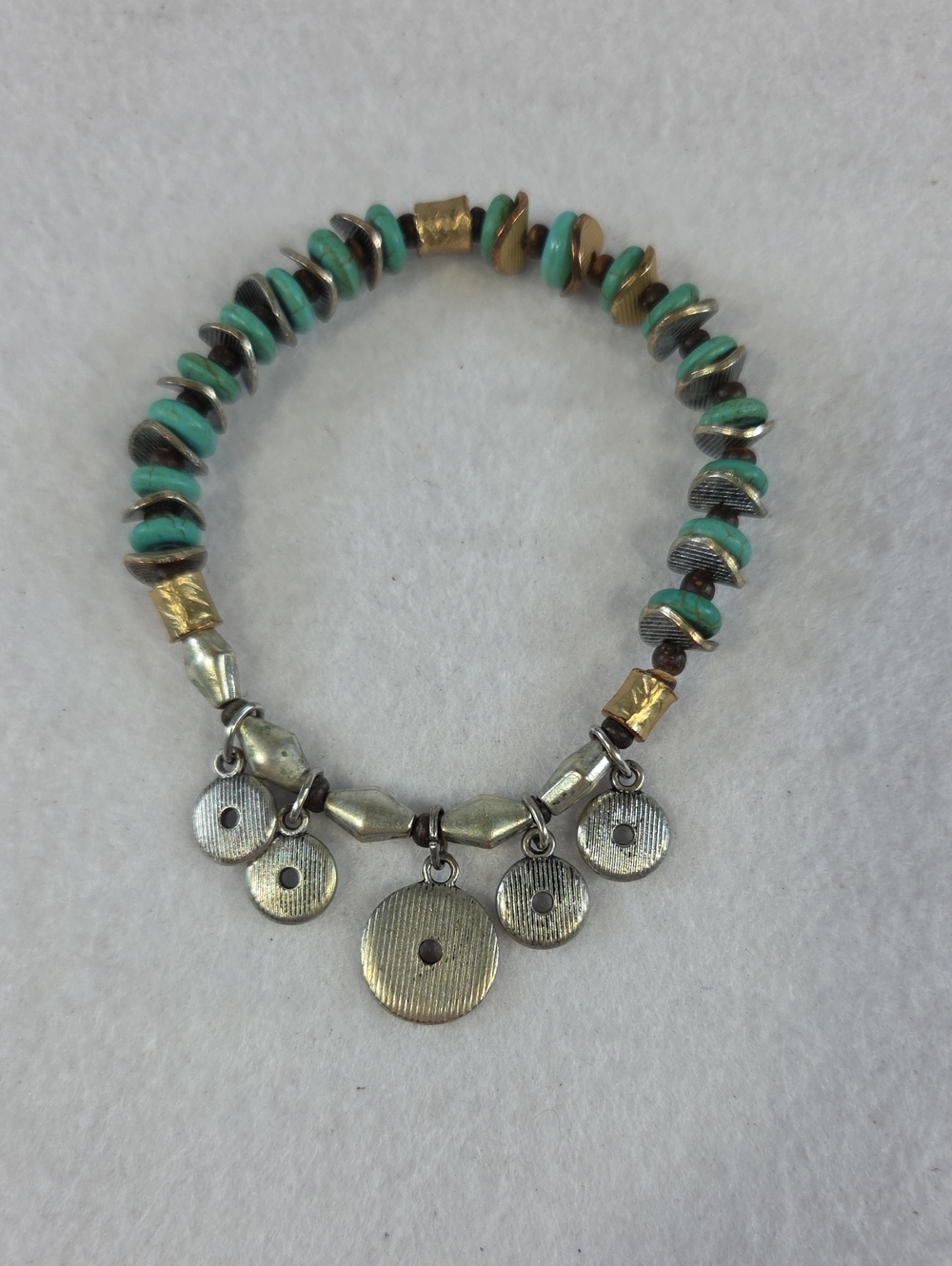 J. Jill Turquoise and Silver Tone Beaded Charm Bracelet - Women's Jewelry